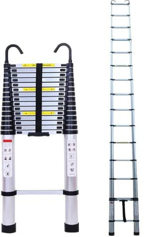6.2M Aluminum Telescopic Ladder,Extension Telescoping Ladder with Hooks Heavy Duty, for Climb Home Building Attic Loft Work Place, Max Load 150KG /330LBS