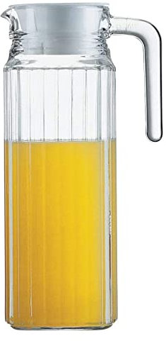 SAVEX Glass Water Jug Transparent Fridge Fruit Juices Liquors Jug with Lid 1.2 Litre Capacity (1.2L)