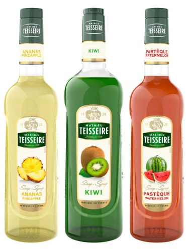 Les sirops exotiques TEISSEIRE - Ananas, Kiwi, Pastèque - 2x70cL et 1x1L