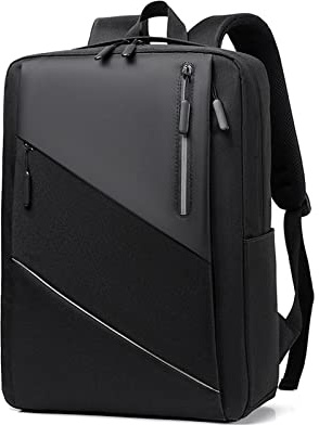 FANDARE Slim laptop ryggsäck skolryggsäck män kvinnor dagsryggsäck flerfärgad skarvning med USB-laddningsport dagpacks för affärsresor arbete fritid utomhus skolväskor dagryggsäckar, svart, L,