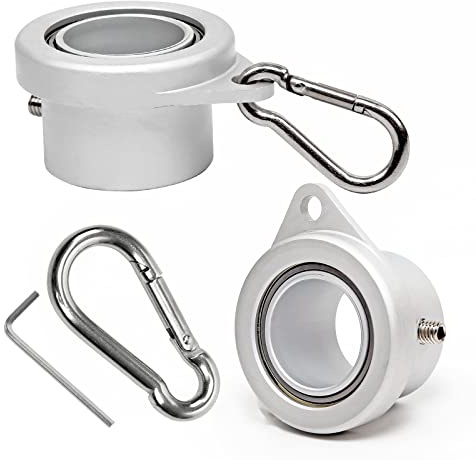 HIBLE Flag Pole Rings with Built-in Bearings, Aluminum Alloy Flag Pole Spinners, 360 Degree Rotating Flag Mounting Rings for 0.75-1.02 Pole (1 Inch, Matte Silver)