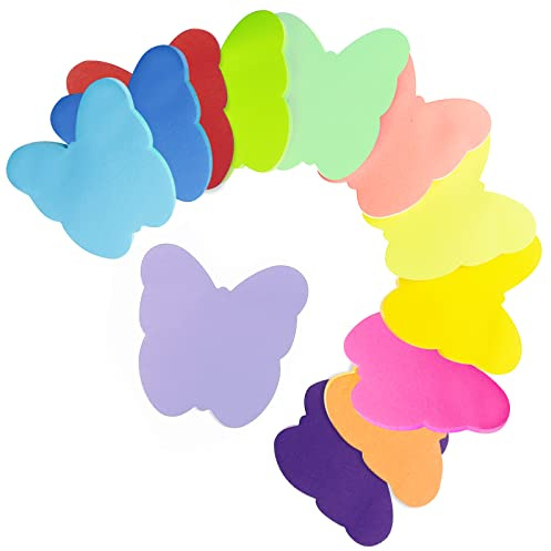 12 Farben Farbige Haftnotizen, Haftnotizen Klebezettel | Farbig Blätter Notizblöck Super Sticky Notes für Büro Zuhause Schule Sitzung (Schmetterling+600 Blatt+70*70mm)