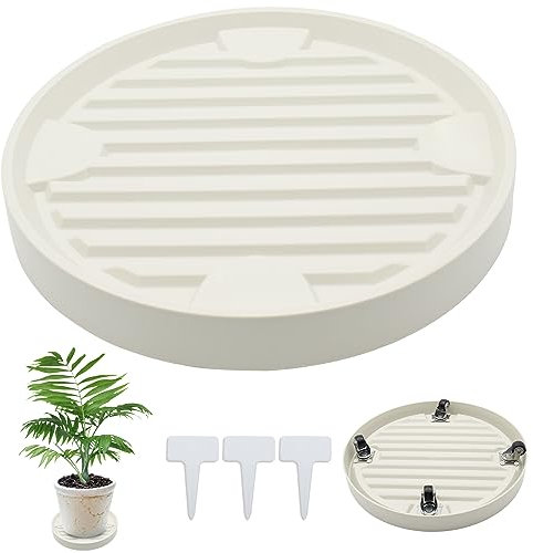 Support de Pot de Fleurs à Roues,Base De Pot De Fleur avec Roue Universelle,Support Roulant Plantes, pour Plantes en pot, seaux d'eau, ventilateurs de sol, purificateurs d'air(28.3cm Blanc cassé)