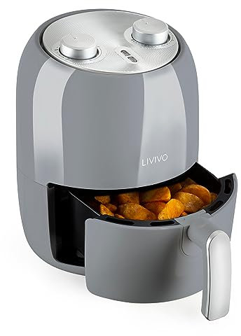 LIVIVO Manual Control Air Fryer, Multi-Functional 1000W Counter-Top Fryer for Convenient and Healthy Oil-Free Fry, Bake, Reheat (2.0L) (Grey)