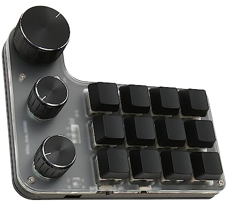 Mechanische Makro Gaming Tastatur, 12 Tasten, 3 Knöpfe, Einhand USB PC Tastatur, Programmierbare Shortcut Tastatur für Game Office (Drahtloses BT (eingebauter Akku im