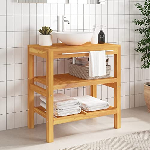 ZQQLVOO Bodenstehender Schrank Home Badezimmer-Schrank Waschtisch mit 2 Ablagen 74x45x75 cm Massivholz für Wohnzimmer, Küche, Bad, Espresso