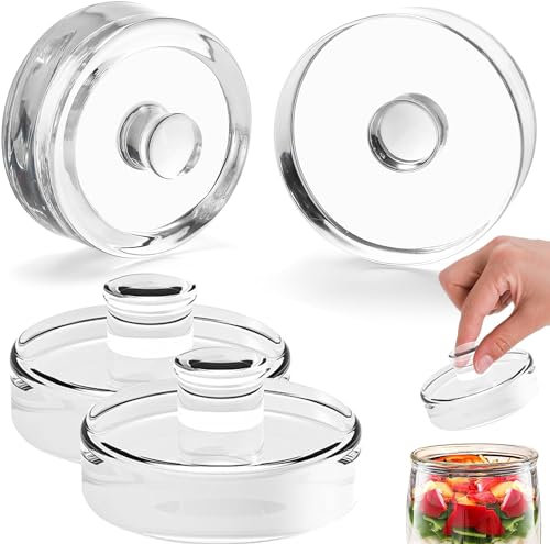 Nuyoah Glasgewichte Fermentieren Fermentiergewichte mit Griff Fermentierset zum Fermentieren und Einmachen Passend für für Weithals-Einmachgläser 4Stk
