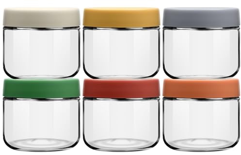 EONJOE Kleine Glasbehälter mit Deckel, 284 ml, 6 Stück | Perfekt für Chia, Pudding, Marmelade, Snacks, Joghurt, Übernachtung, Hafer, Süßigkeiten, spülmaschinenfest, luftdicht