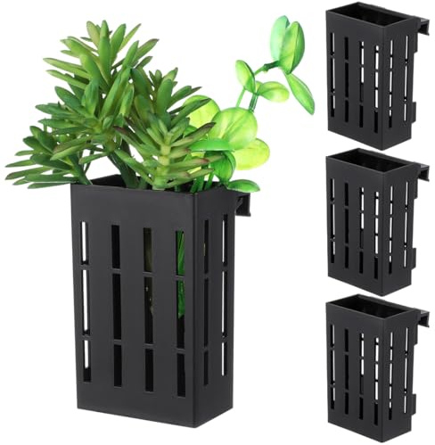 Happyyami Hanging Aquarium Plant Holder Aquarium Plant Baskets Aquatic Pot for Fish Tank Decoration Drainage Hole Design for Root Growth 4 Pack 4.92 X 3.15 X 2.17 in