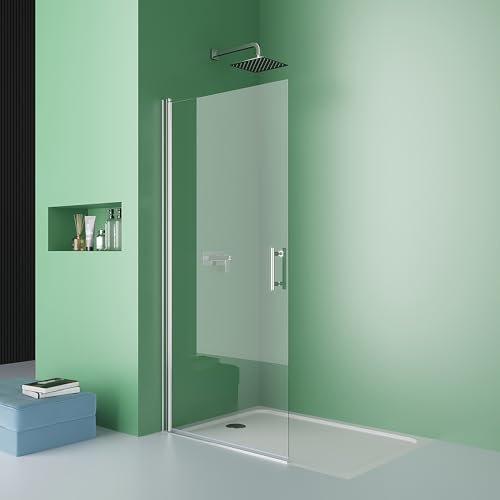 Duschabtrennung Walk in 90x195cm Duschwand Faltbar Walk-in Duschabtrennung Walk in Dusche Falttür 6mm ESG Nano Glas (90x195cm/Pendeltür Duschwand)