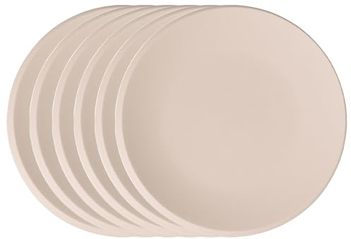 Villeroy & Boch NewMoon Lot de 6 assiettes plates, beiges, 27 cm, avec bord en demi-lune, en porcelaine de qualité supérieure