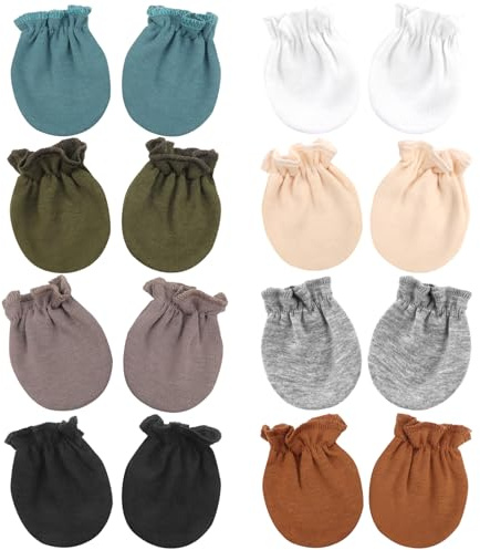 DRESHOW Moufles pour Bébé Nouveau-né Gants pour Nourrisson Gants en Coton Sans Rayures pour 0-6 mois