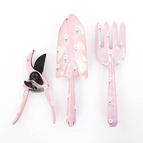 Boltze Gartenwerkzeug Gardenlove (Harke & Schaufel & Zange in Rosa, Wieß, Eisen pulverbeschichtet, 8 x 3 x 28 cm) 2044259