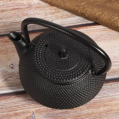 Akozon Elegante Tetera de Hierro Fundido de 0,3 L, Hervidor de Hierro con Colador, Modelado según la Caldera de té Tradicional Japonesa, Ideal para Uso Doméstico