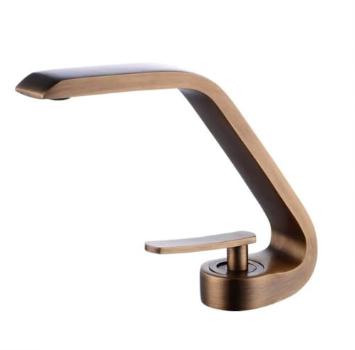 Wasserhahn Bad Waschtischarmatur Retro Antik Stil Messing Einhebel Mischbatterie Waschbecken Armatur, Badarmatur Waschtischbatterie Badezimmer, Bronze