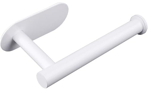 Gewtur Porte Papier Toilette, Support Papier Toilette Mural Acier Inoxydable Porte Rouleau Papier Toilette sans Perçage pour Salle de Bain et Cuisine, Blanc
