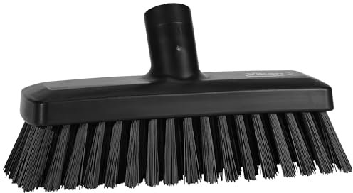 Vikan Wall Deck Scrub Brush, Polypropylene Polyester Stainless Steel, Black