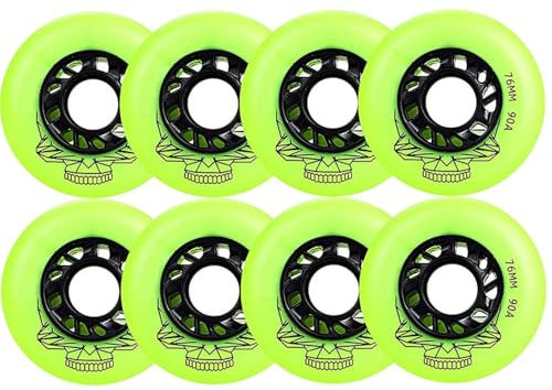 SHANRROW Inline-Skate-Räder, 90 A, Ersatz-PU-Räder für Inline-Skate, Wave-Board, Caster-Board, Street Surf, ohne Lager, 8 Stück,Grün,72mm