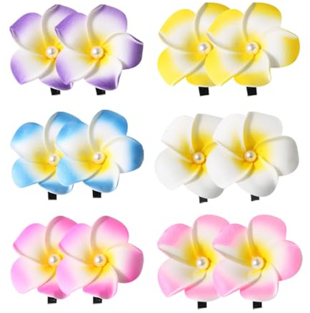 EIYVPRA 12 Piezas Flor Horquillas, Frangipani Clips, pinza pelo flor, Hawaianas Pinzas Pelo de Flor, Boda Tocado Pinza, Flamenca Tocados Novia, Tocados Novia, para Fiestas Sevillana Boda Fiesta