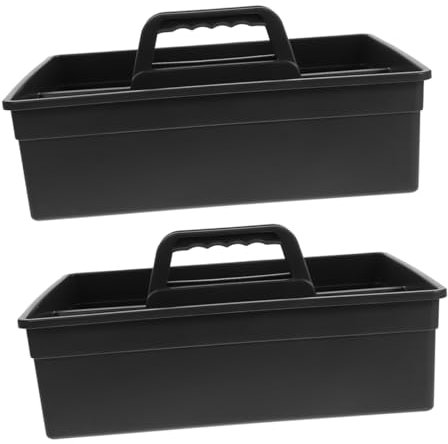 Mobestech 2pcs Cleaning Supplies Basket Storage Plastic Handheld Cleaning Organizer for Bathroom Container