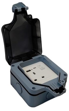 Securlec Single Weatherproof Outdoor Socket - 1 Gang with USB A & USB C - IP66 Rated, Plastic, Outdoor Switched Socket