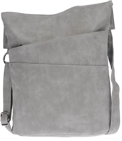 Christian Wippermann Damen Tasche Schultertasche Umhängetasche Crossover Bag Leder Optik Handtasche Grau