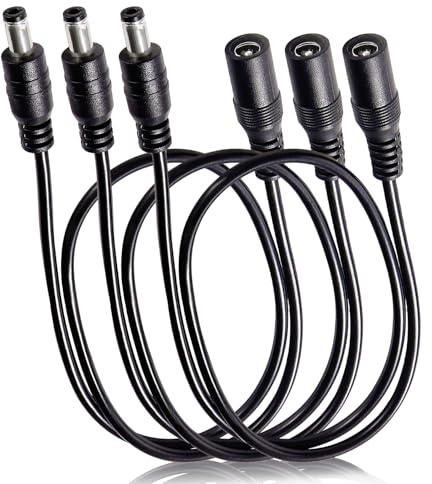 KUOQIY 3 Stücke 0.5m 5.5x2.1 mm 24V 12V DC Power Verlängerungskabel, Männlich Weiblich Verlängerung Kabel Netzkabel Verbinder 22AWG, für Sicherheitskameras, Schwarz