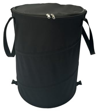 Gartensack mit Zip-Deckel - Leicht Camping Laubsäcke Rasenschnitt, extra stabil 600D Oxford 37,8 Liter Gartenabfallsack Laubsack faltbar Garten Abfall selbstaufstellend (Schwarz)