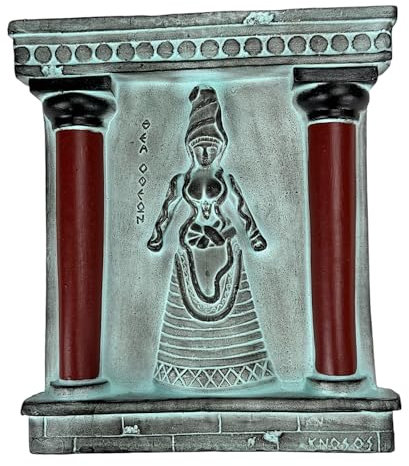 Minoische Schlange Mutter Göttin kleine Keramikfliese, Wandrelief, Dekor, Grün