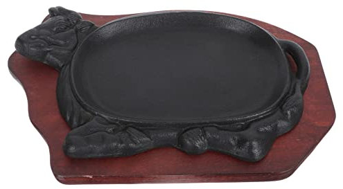 PRETYZOOM Piatto per Bistecche Teppanyaki Antiaderente Vassoio in per Uso Realizzato in Ghisa Robusta per Conduttività Termica e Riscaldamento Uniforme