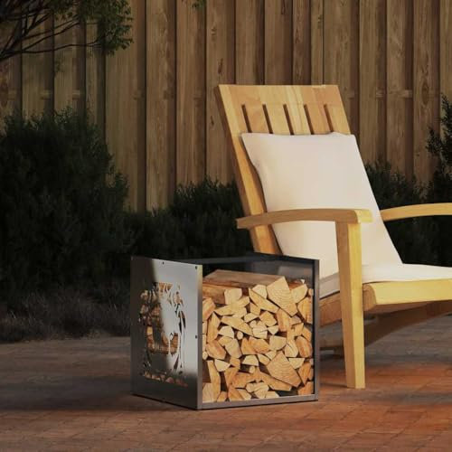 Homgoday Brennholzregal 40x40x40 cm Edelstahl Kaminholzregal Feuerholzregal Kaminholzhalter Brennholz Holzhalter Kaminholzständer Holzstapelhilfe Holzlager