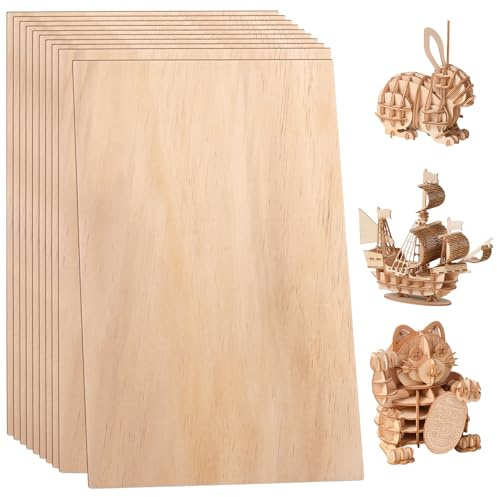 VIDETOL Lot de 10 feuilles de bois de balsa - 400 x 250 x 5 mm - Feuilles de contreplaqué brut pour projets de bricolage, modélisme en bois, pyrogravure, peinture et gravure