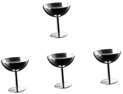 TOPPERFUN 4 Pezzi Coppa Gelato in Acciaio Inox Nevicare Tazza Gelato Calice Da Dessert Coppa Di Antipasti Argento Acciaio Inossidabile