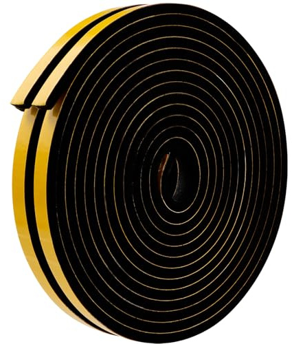 Sunroda 33FT Weather Stripping Tape High Density Foam Door Seal Strip for Soundproofing Insulation Adhesive Weatherproof Seal for Windows, Sliding Doors & Door Frames (1/2 in x 1/4 in x 33Ft / Black)