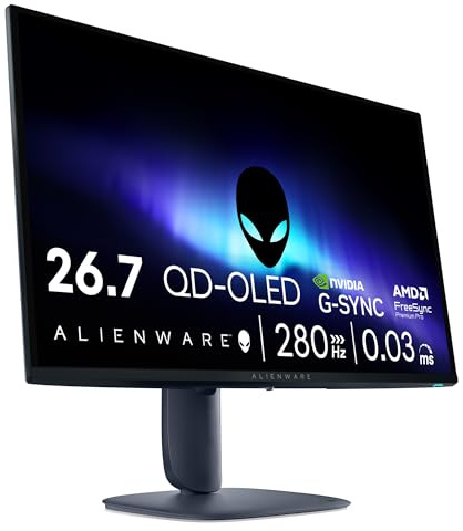 Alienware 27 Gaming Monitor - AW2725D, QHD (2560x1440), 280Hz, QD OLED, 0.03ms, NVIDIA G-SYNC Kompatibel, AMD FreeSync Premium Pro, HDR True Black 400, USB-C, DisplayPort, 2 HDMI, 3 Jahre Garantie