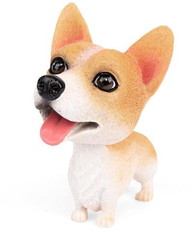 COGEEK Bobble Head Dogs Car Dash Ornament Resin Cute Shaking Head Dog Figurine Nodding Puppy Decoration for Car Interior, Home & Office Desktop (Corgi Yellow)
