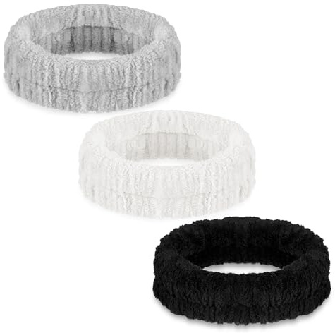 DOPENSPI 3 Stück Haarband Kosmetik für Make Up und Waschen, Elastisch Flanell Weiches Haarband Kosmetik, Saugfähiges Abschmink für Mädchen Damen Yoga, Sport, Übungen, Duschen