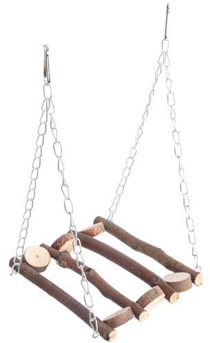 GARVALON Vogelschaukel aus Natürlichem Holz Robustes Papageienspielzeug Kletter Kau Wellensittiche und Käfigvögel als Langlebiges Käfigzubehör