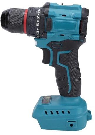 YWBL-WH Taladro Inalámbrico Sin Llave de 2 Velocidades de Torsión Máxima de 55 N.m con Luz LED, Destornillador Eléctrico de 2 Baterías, para el Hogar, Diseño Compacto y de Agarre Suave, (Enchufe de