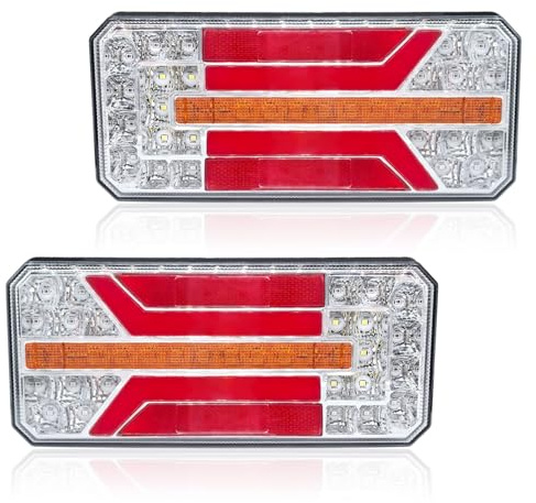 AOJO 2 * LED Rückleuchten Satz für Anhänger, 6 Funktionen, LKW Rücklichter Wasserdicht, 12V 24 V Anhängerbeleuchtung, ECE-geprüft