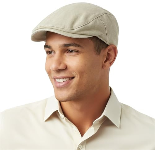 HIQIU Schiebermütze Herren Sommer Vintage Used Look Flatcap Washed Baumwolle Schirmmütze Herren Gatsby Ivy Newsboy Cap Barett