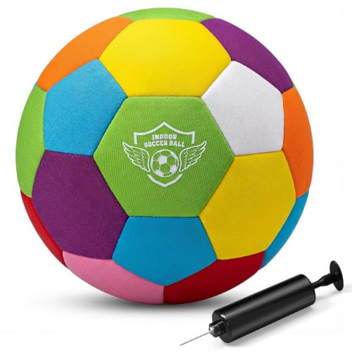 Indoor Fußball für Zuhause, Fussball Kinder Standardgröße 4（Farbenfroh） | Trainingsball für Kinder Teenager von 3–12, Dribbling, Training