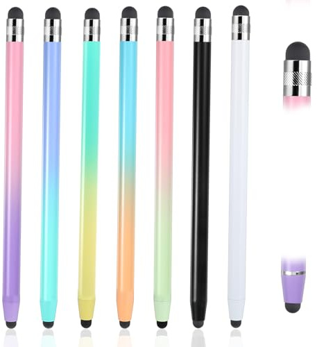 cobee 7 Pcs Stylus Pens, 2 in 1 Stylus Pen for Touchscreen Universal Tablet Pens High Sensitivity StylusPen with Double Rubber Tips High Precision StylusPen for Pad Tablets Smartphones Touch Screen