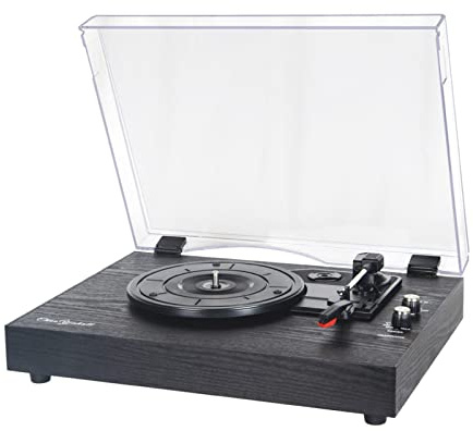 Fonógrafo portátil Vintage, tocadiscos de 33/45/78RPM, tocadiscos de vinilo LP, reproductor de fono, gramófono, Altavoz, reproductor de música(Nero)