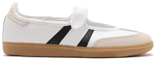 Tigeridea White Fashion Sneakers for Women White Business Casual Tennis Shoes Strap Cute Flat Mary Jane Shoes Size 7