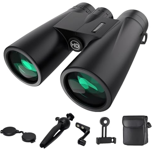 yeeplant Binocolo ad alta potenza 10X42 con treppiede e adattatore per telefono, 5,7 x 5,11 x 5,5 cm, per attività all'aperto