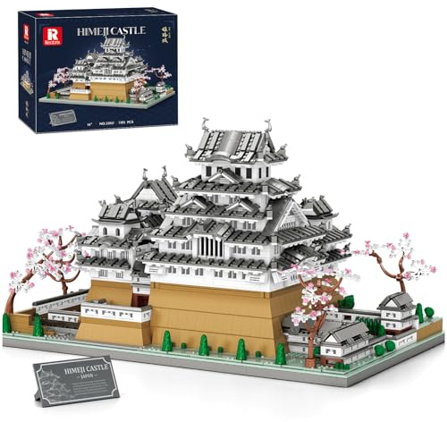Reobrix Japanische Burg Himeji Klemmbausteine Set für Erwachsene 55017,Modell japanischer Architektur im Maßstab 1:127,Großes Wahrzeichen Set als Deko für Zuhause & Büro sowie als Geschenk(7105 Teile)