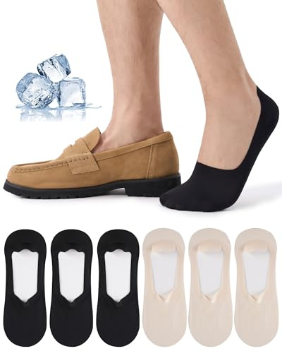 Effeet Calzini Invisibili Uomo Traspiranti, Fantasmini Uomo Freschi con Doppio Silicone Antiscivolo, Calze Basse Sottili per Mocassini Scarpe Barca Sneakers 6 Paia