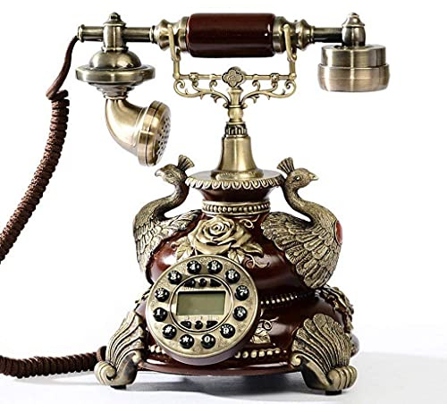 Telefono Replica di linea fissa decorativa antico fisso a pulsante retrò con classico campanello in metallo, telefono filo