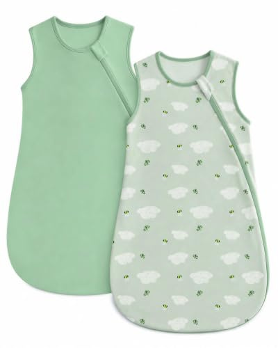 WYTbaby 2 Pack Baby Sleeping Bag 0.5 Tog 100% Cotton | Baby Sleep Sack Wearable Blanket for Infants 0-24 Months